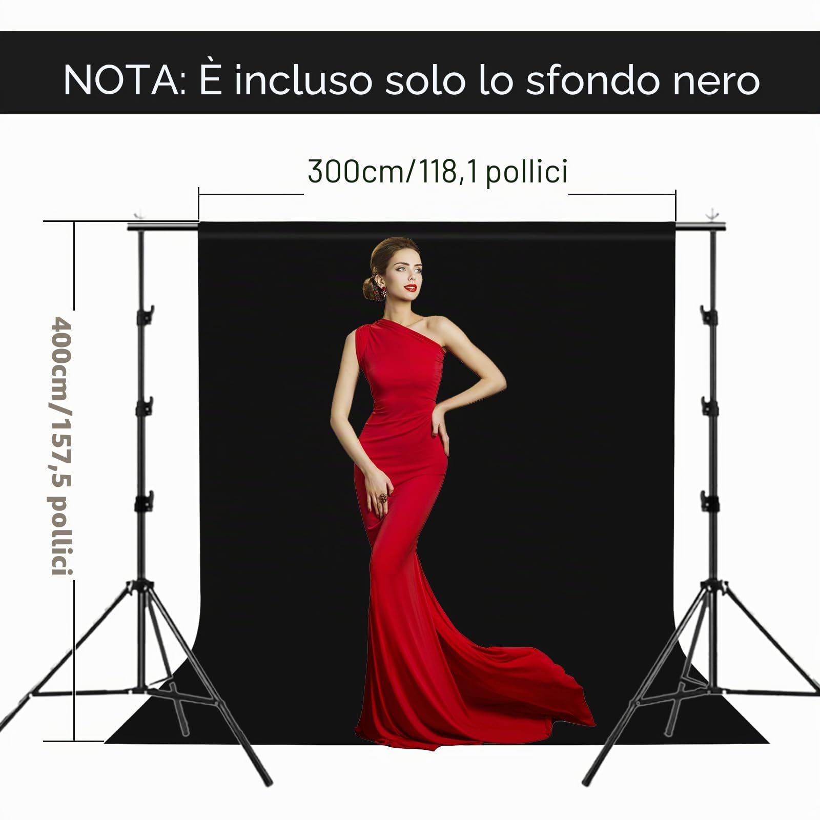 Sfondo Fotografico Nero, 3 x 4 m, Pieghevole, Con 4 Morsetti, Per Studio Fotografico, Video, Fotografia Di Moda E Matrimoni