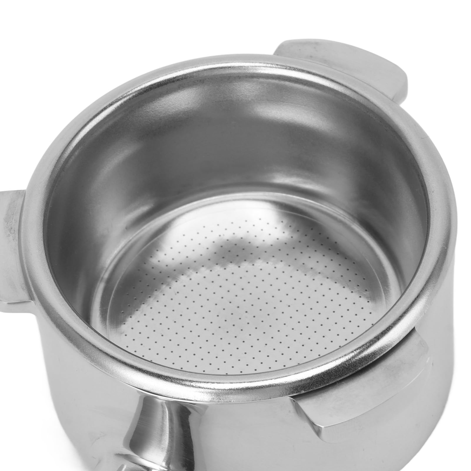 Porte-filtre sans fond en acier inoxydable avec récupérateur de poudre pour les amateurs de café, la maison et le bureau (noir)