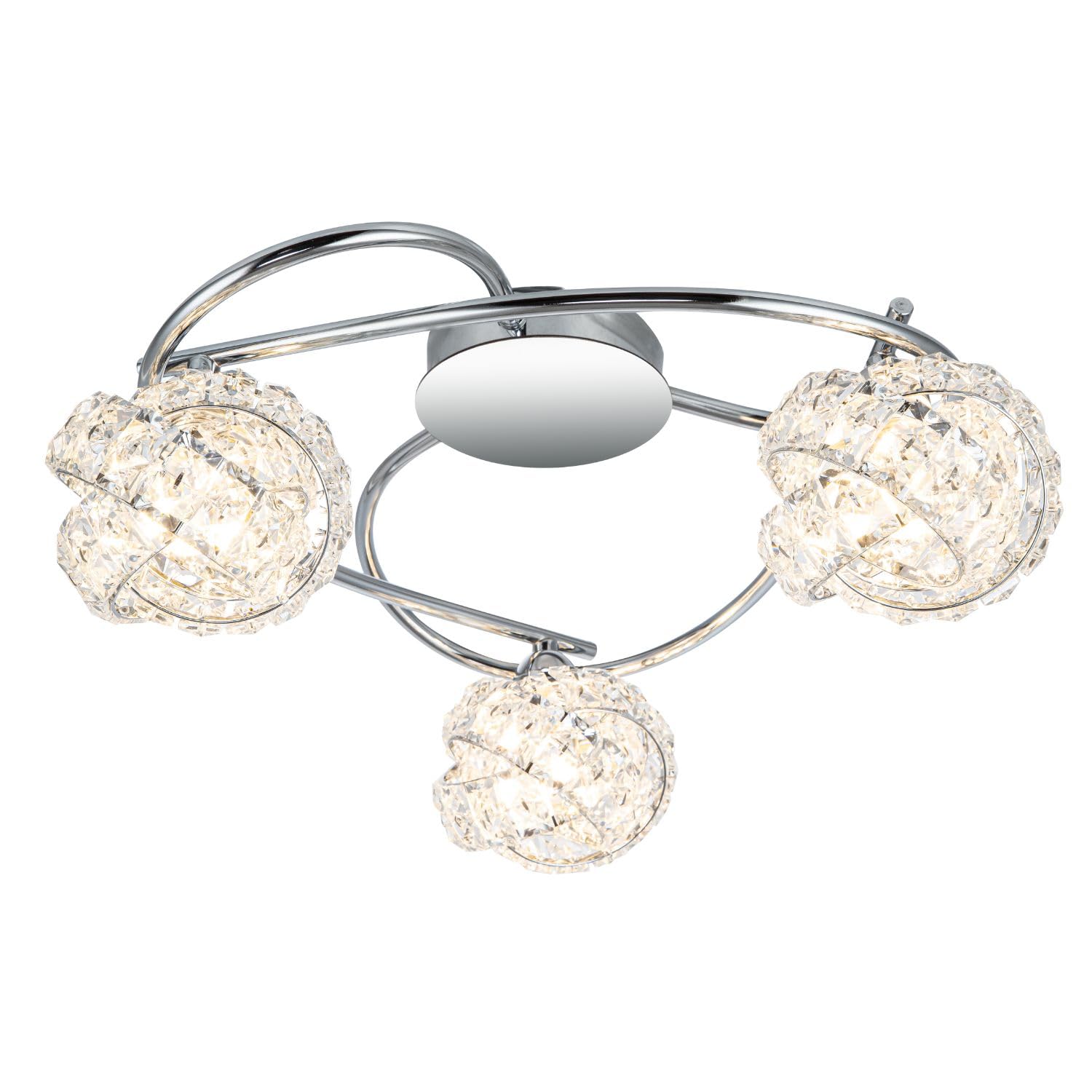 Cosylyte Mirri 6 Light Modern Glass Beaded Shade Ceiling Light - Chrome Base, 65x65x16.5cm, 6xG9. Max. 5W LED (Bulb not Included)
