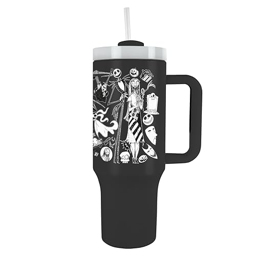 Pyramid International Nightmare Before Christmas 40oz/1200ML Tumbler with Straw and Lid, Advanced Double-Wall Vacuum Insulation, Keeps Cold Up to 11 Hours, Hot Up to 7 Hours, BPA-Free - Novelty
