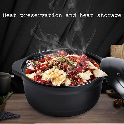 Miniatura 2 de Cacerola con tapa de 3 cuartos de galón grande de cerámica profunda tapa de vidrio transparente doble asas para el hogar cocina