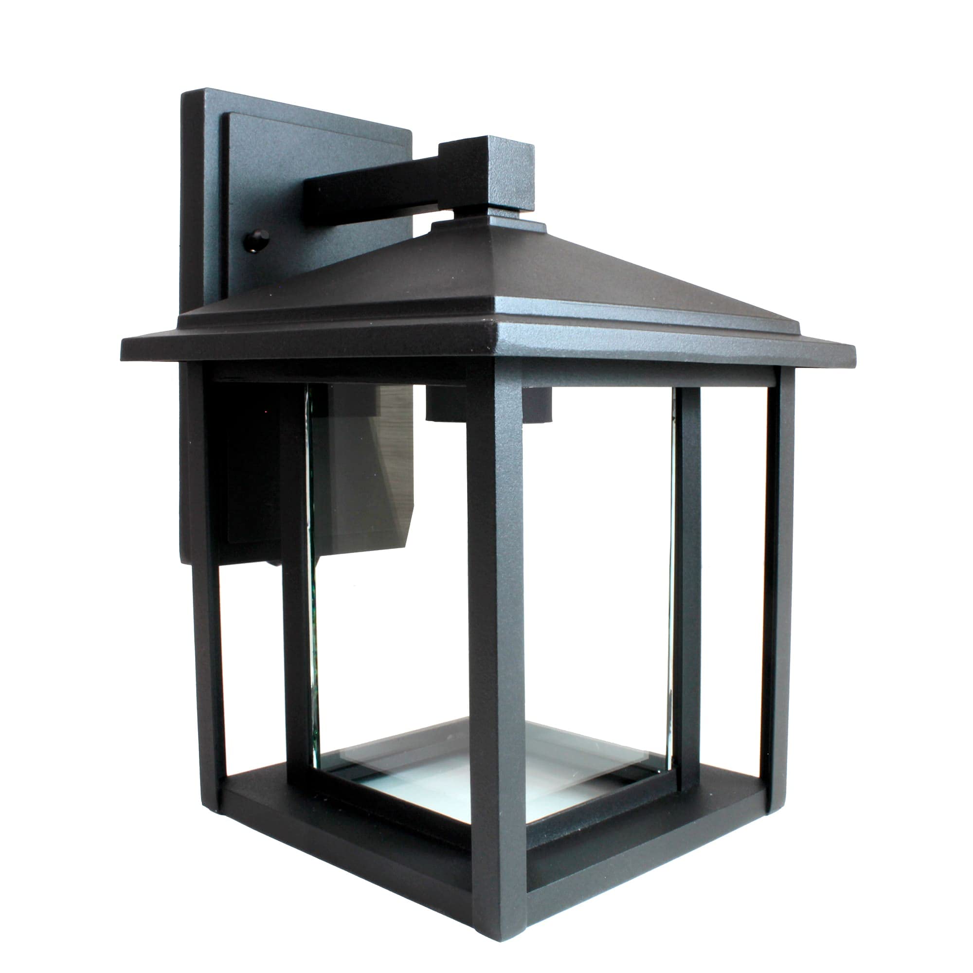 wonderlamp - Aplique de pared exterior Avenida, 1xE27, Máx. 60 W, IP 23, Aplique Vintage, forma de Farol con cristal, Negro