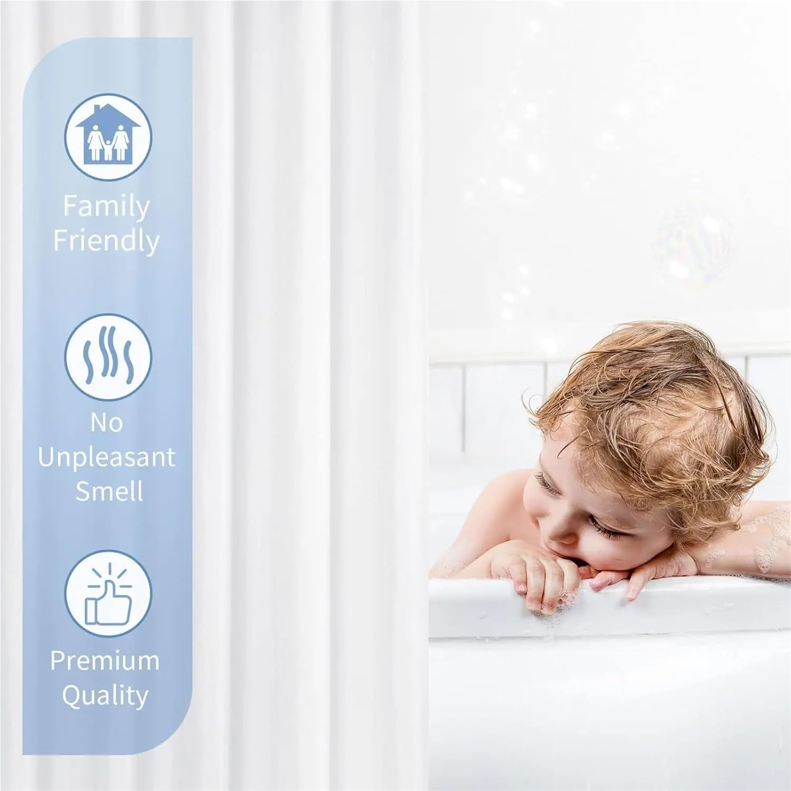 Cortina de Ducha Cortina de Ducha Baño Blanco Impermeable Poliéster Táctil Lavable a máquina Fondo ponderado Mantener en su Lugar(Beige,150 * 200CM)