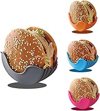 Burger Holder, Pack of 4, Retractable Silicone Burger Holder, Reusable for Burgers, Donuts, Sandwiches - Blue + Grey + Orange + Red - Pack of 4