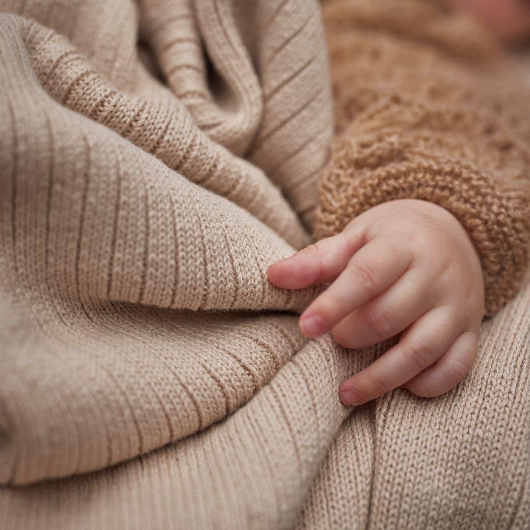 Danimarca - Coperta per neonati lavorata a maglia, morbida e accogliente, 100% cotone biologico, per bambini e bambine, ideale per passeggino e culla, 76,2 x 101,6 cm, confezione da 2 (verde
