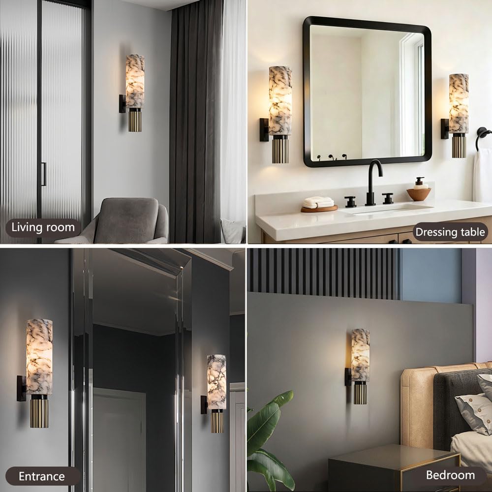 Lampada da parete in alabastro con sorgente luminosa, lampada moderna in stile industriale, applique for interni cablata, apparecchi di illuminazione a for camera letto soggiorno ristorante