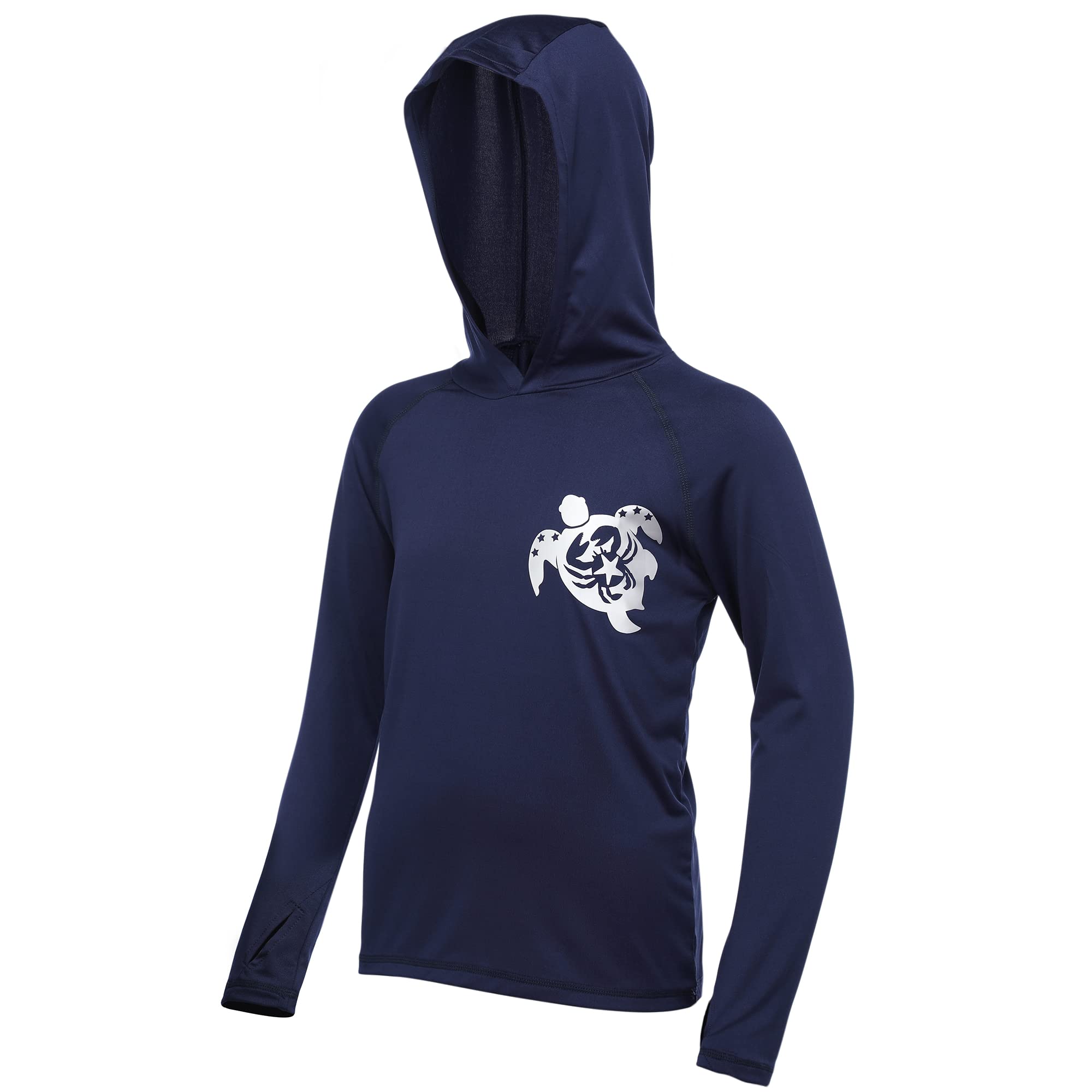Boys Rash Guard Swim Hoodie, Kids Long Sleeve Sun Fishing Shirts