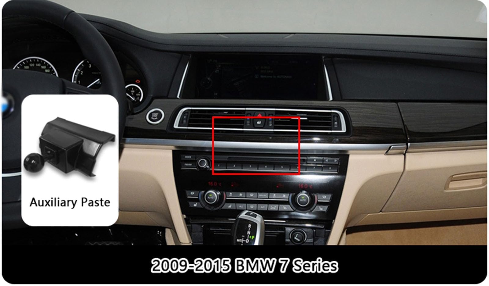 Soporte Teléfono de Coche para BMW 7 Series 2009-2015, Ajustable Auto Teléfono Móvil Soporte, Rotación de 360°, Teléfono Inteligente Soport, Auto Accesorios,A Black