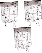 Didiseaon 3 Peças Cortina Romana Floral Amarrar Cortina Viva Amarrar Persianas Cortinas Romanas Florais Translúcidas Cortinas Blackout Amarrar Cortinas Romanas Para Portas Francesas