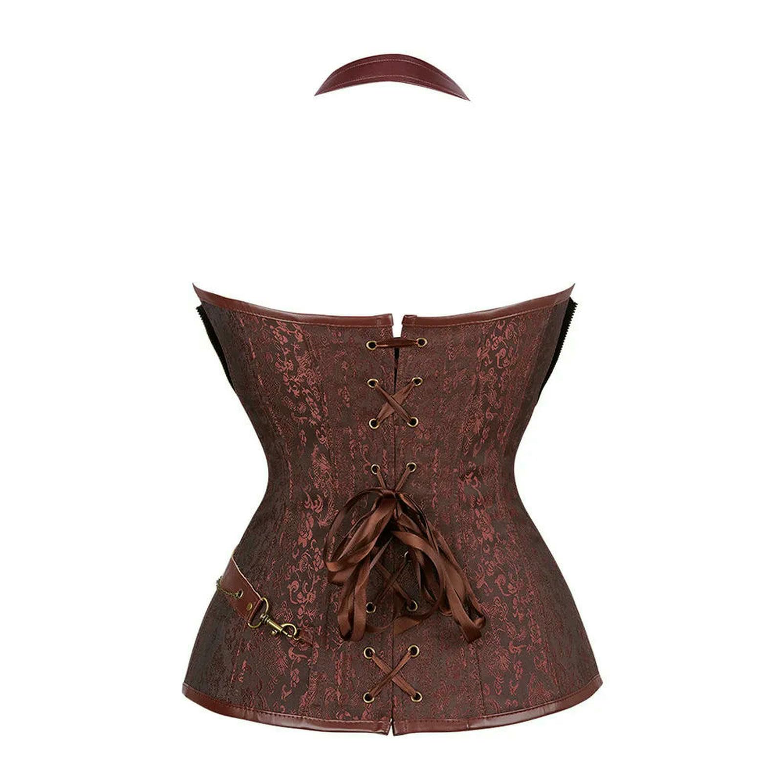 Ceinture Amincissante Femme Déguisement Gothique Surbuste Corselet Steampunk Corset Gilet Chevalier Grande Taille-noir-5xl