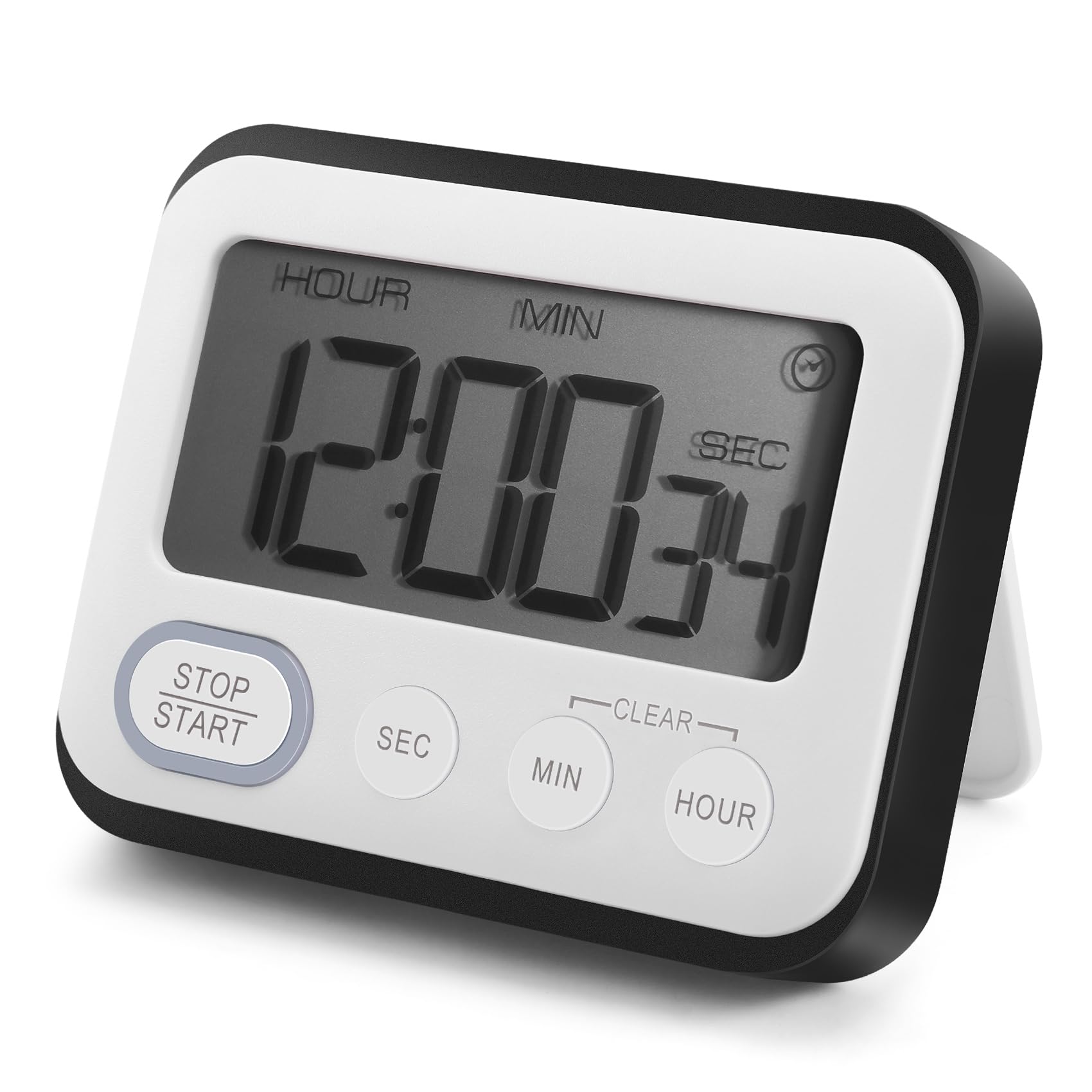 Ctwezoikmt Black Digital Kitchen Countdown Timer: Teachers Classroom Counter Lcd Loud Magnetic Clip Kids Simple Clock Mini Small Stopwatch Big Minute Hour Seconds Cooking Giant