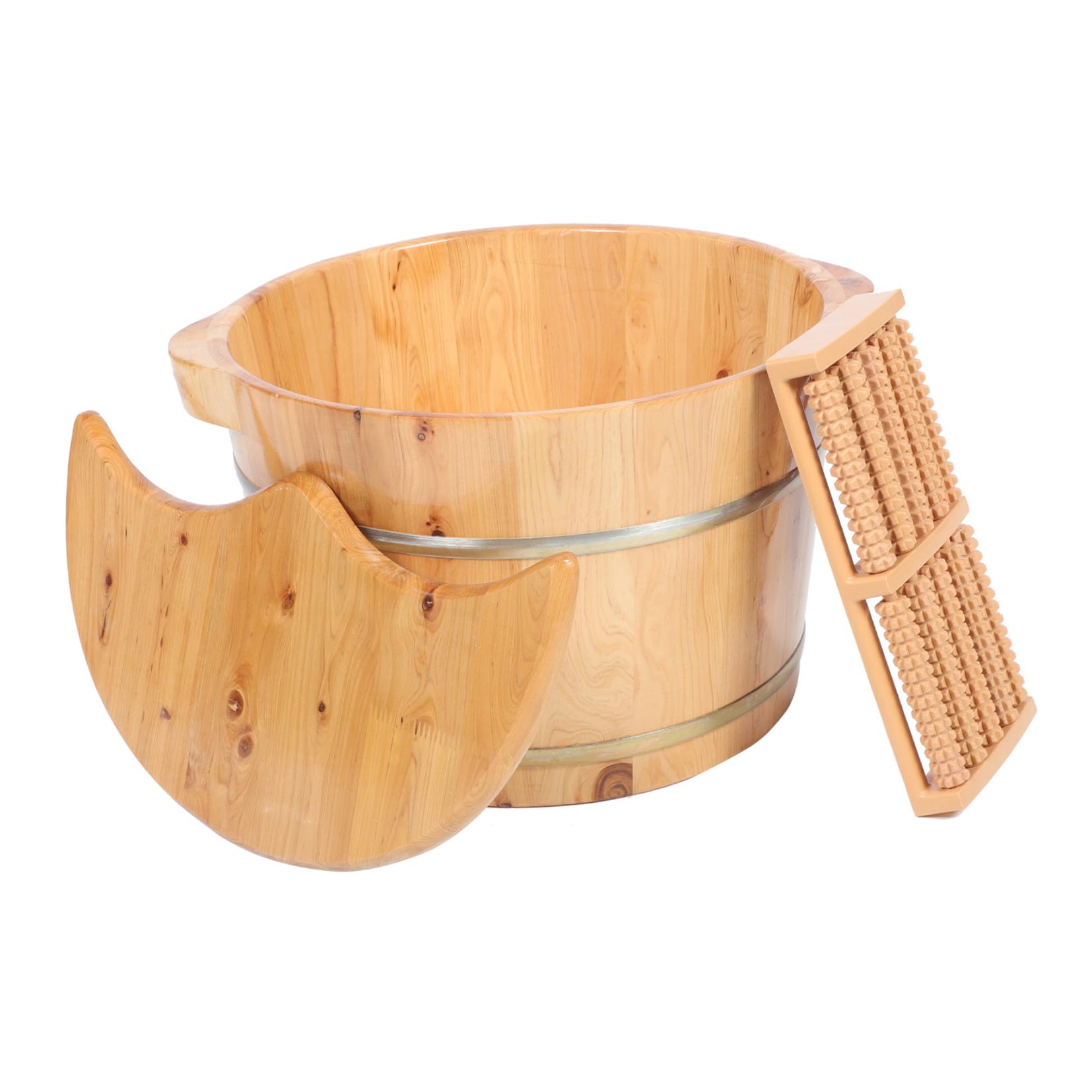 Angoily Bacinella per Pediluvio in Legno con Coperchio, Contenitore per Bagno Piedi Domestico, Grande Capacità, Facile da Pulire, per Utilizzo Casalingo
