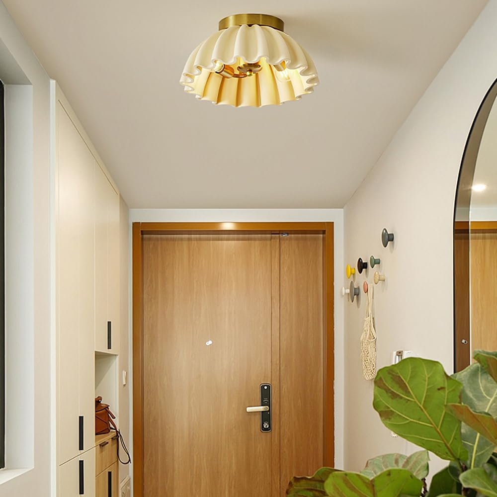 Lampa sufitowa do przedpokoju, balkon, mała, kremowa lampa sufitowa do salonu, korytarz wejściowy z podwójną głowicą E14 * 2, metalowa kuchnia restauracji Isl oświetlenie sufitowe