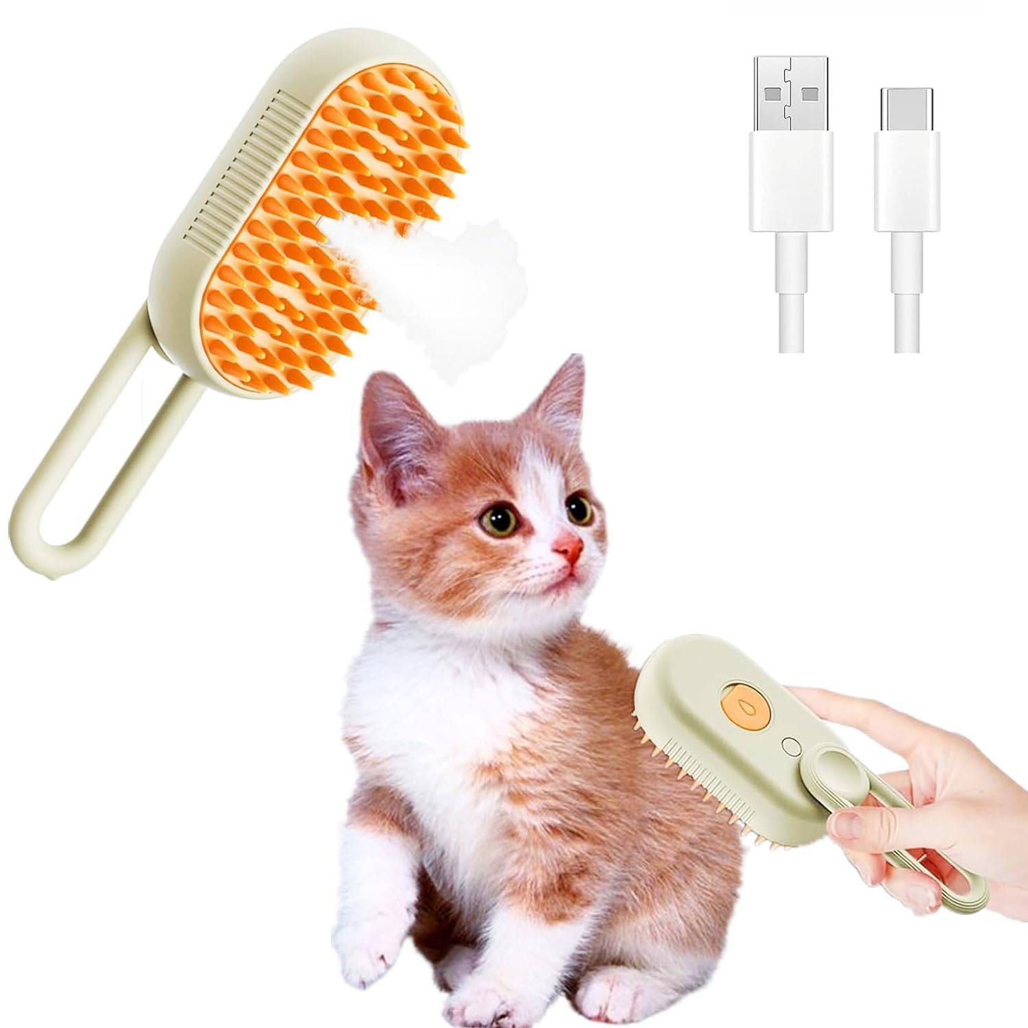 KIMEE Spray Cat Brush for Shedding - Cat/Dog Steam Brush, Cat Bath Brush, Pet Steam Brush, Cat Brush with Water - Pet Spray Hair Comb, Cat Hair Brush with Steamer