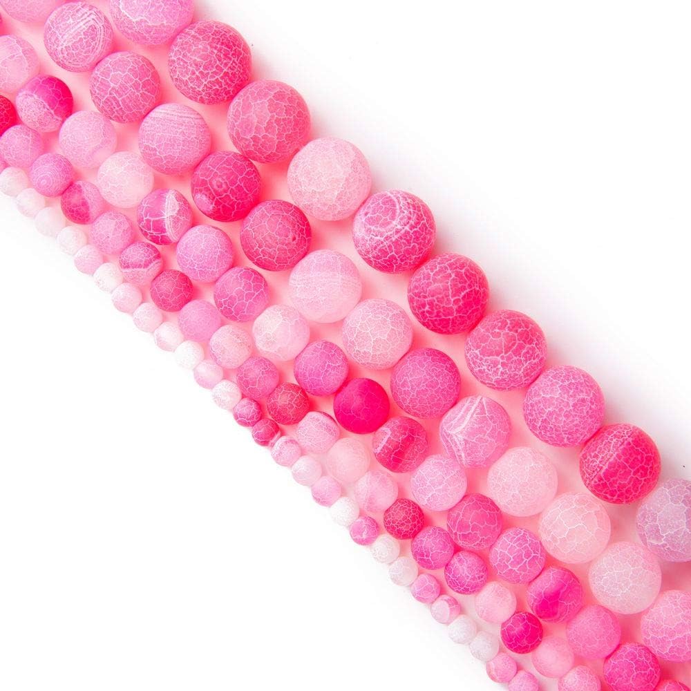 MGIE Natural Loose Round Smooth Semi-Precious Rose Weathered Frosted Agate Gemstone Stone Beads for DIY Beading Jewelry Making Full Strand 8mm 15.5" (Approx 45pcs) Rose Frosted Agate 8mm