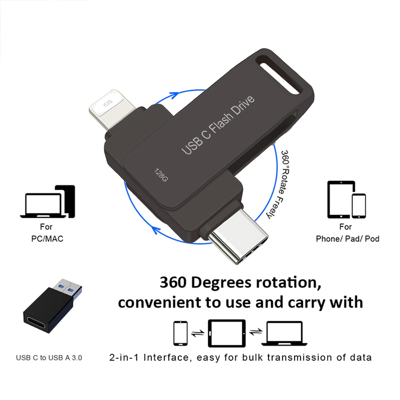 Flash Drive USB C 128GB per iPhone Android Computer - Dettaglio