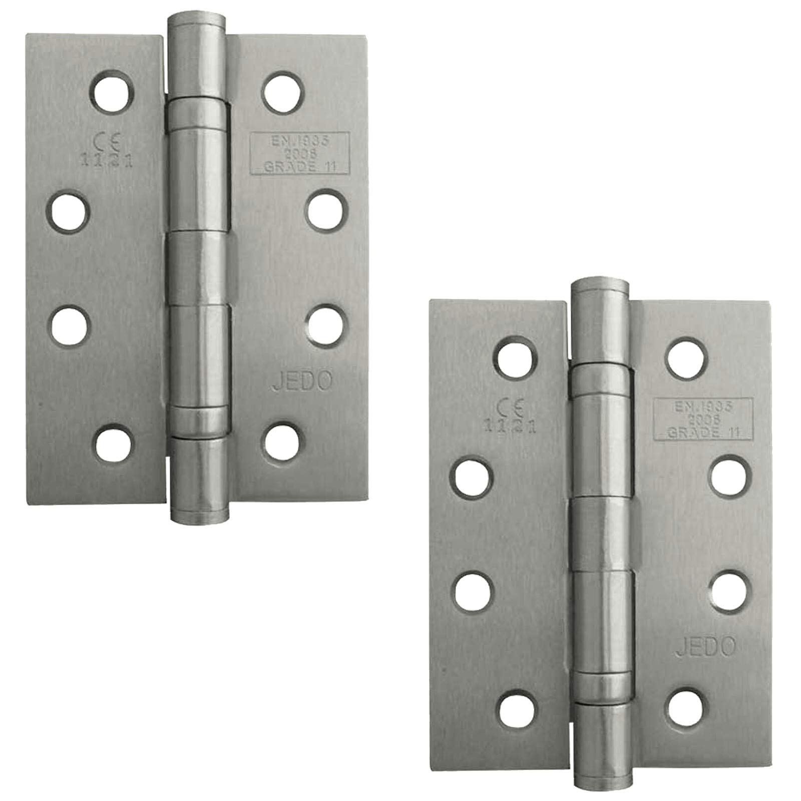 102mm x 76mm Steel Ball Bearing Fire Door Hinges 1 Pair (2 Hinges) Satin Nickel