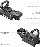 Vista 6 de CVLIFE 1x22x33 Visor de Punto Rojo y Verde, Mira Reflex con 4 Retículas, Montura de 20mm