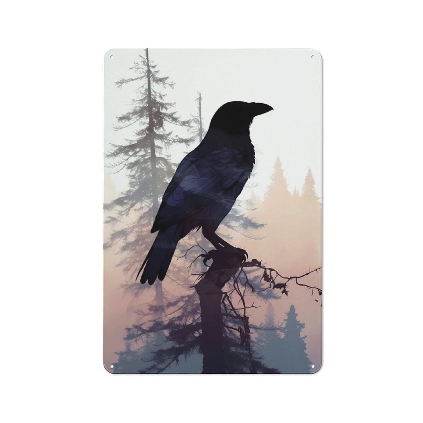 Junmoney Raven Forest Vintage Tin Sign 30X20cm For Dining Room Or Kitchen, Suited To Dining Room Decor Fans