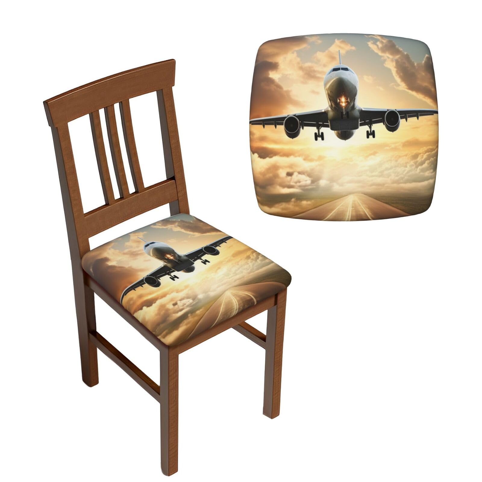 FodPand 4PCS Dining Chair Covers for Dining Room Airplane Chair Seat Cover Stretch Parsons Chair Slipcover Removable Washable Seat Cushion Slipcovers Cover for Kitchen Office