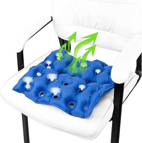 Miniatura 7 de Paquete de 2 cojines de asiento inflables para alivio de presión, cojín de gofre ideal para sentarse prolongadamente, cojín de silla de ruedas para