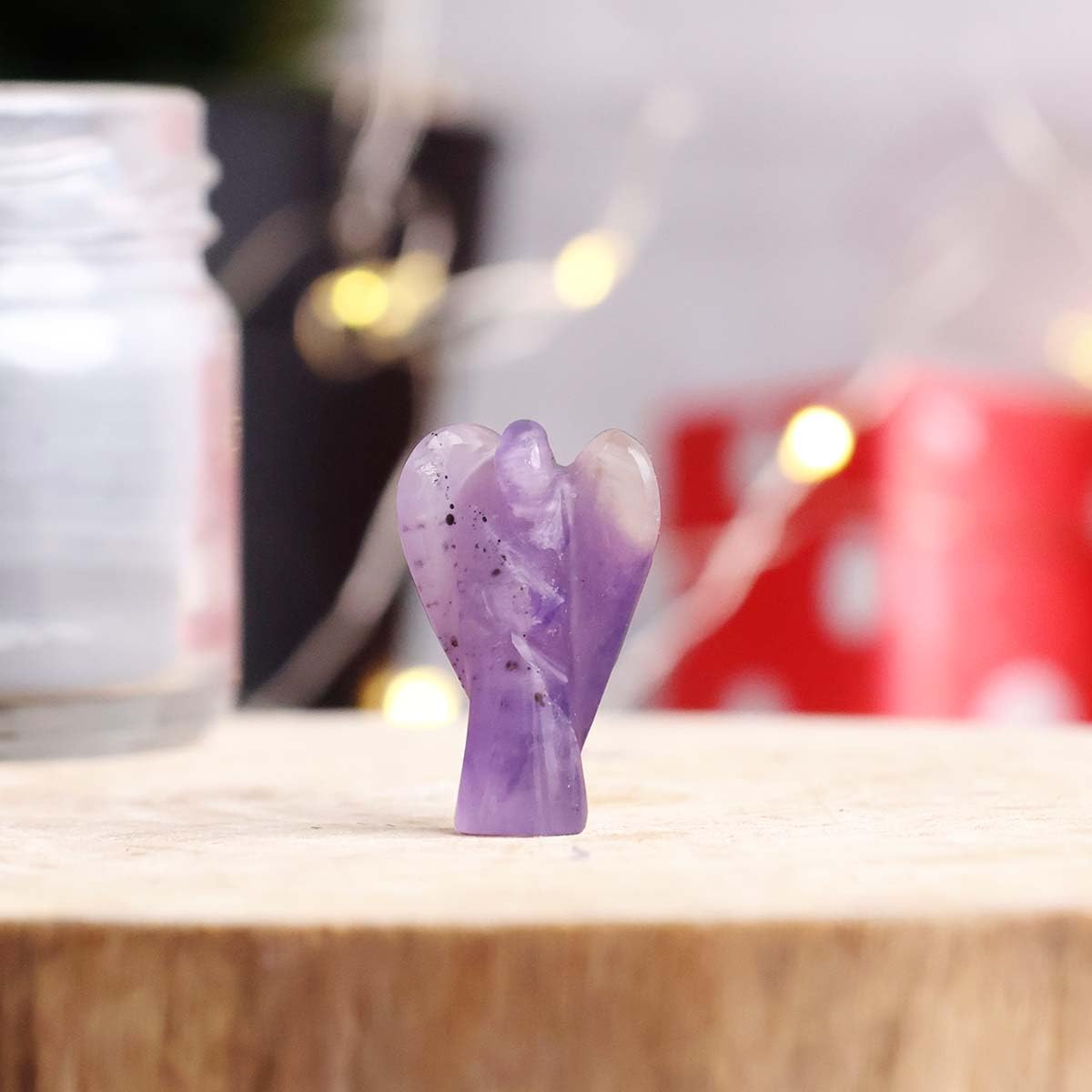 Amethyst Crystal Angel Statue for Christmas Showpiece Decoration 1 Inch | Healing Stone Praying Angel Guardian Figurines for Home Décor Living Room
