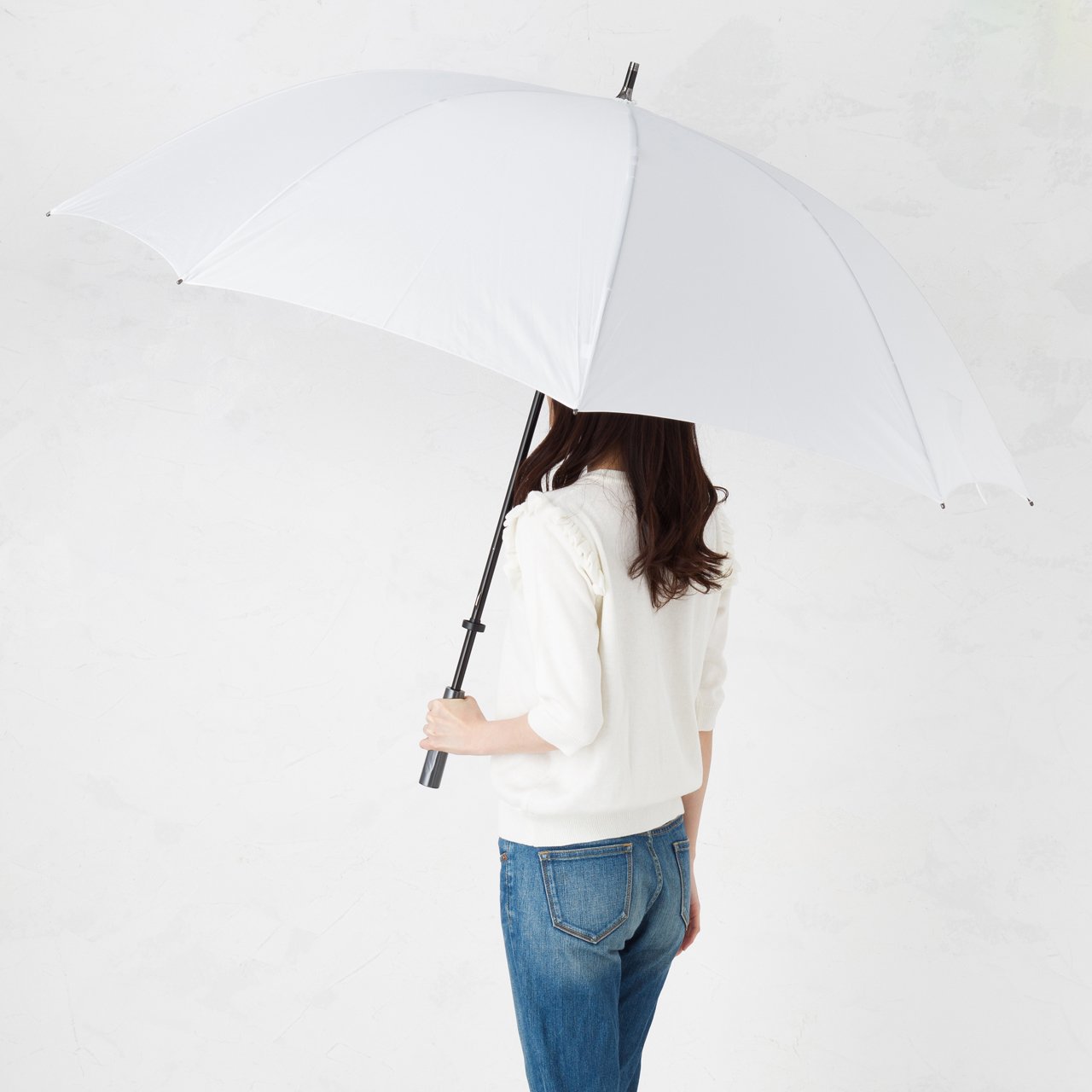 Duży parasol drzwi męski parasol pod ręką prosty [biały] 80 cm (import z Japonii)