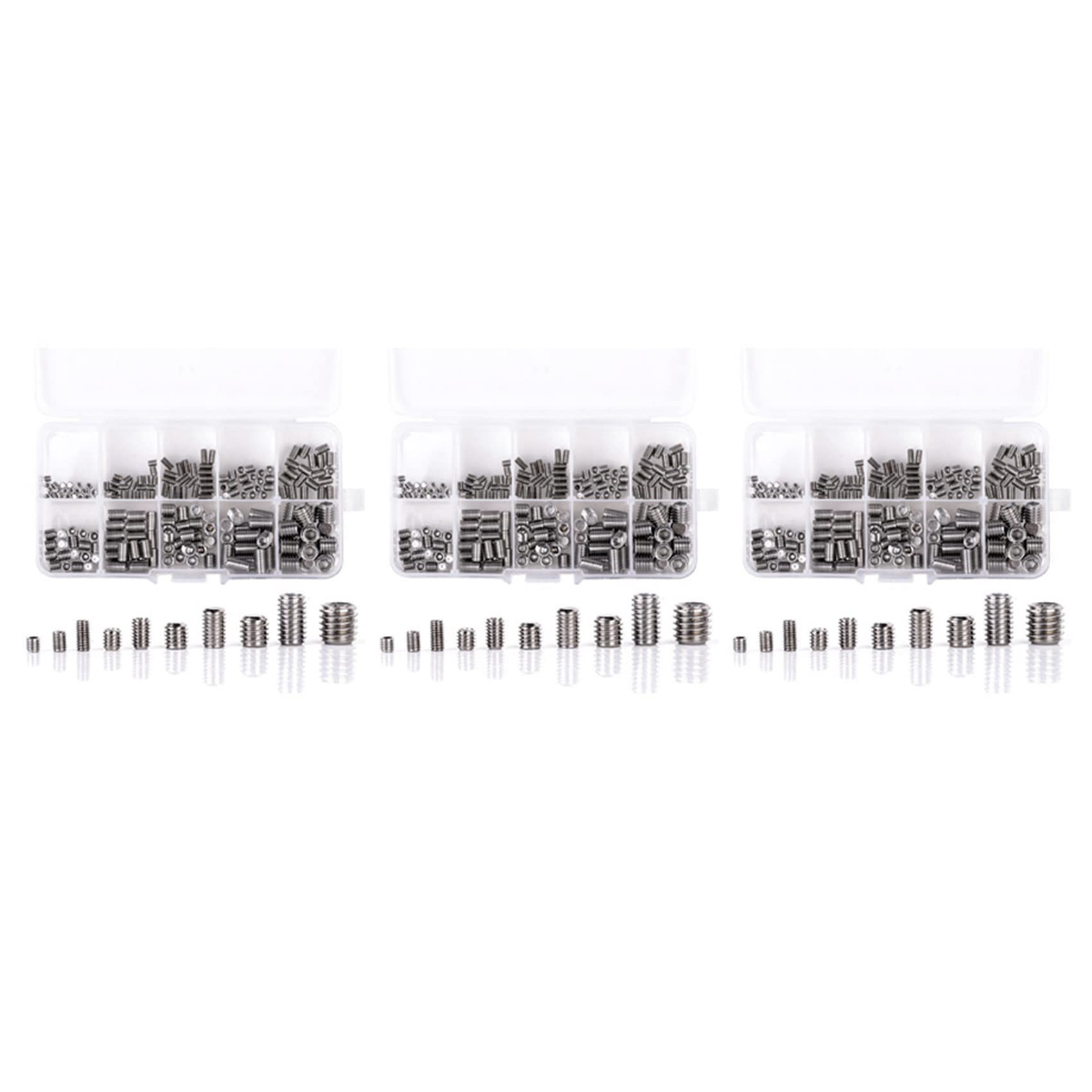 Jnchdghwa Silver 600Pcs 304 Stainless Steel Grub Screws Hex Socket Assortment Kit Set M3//M5/M6/M8