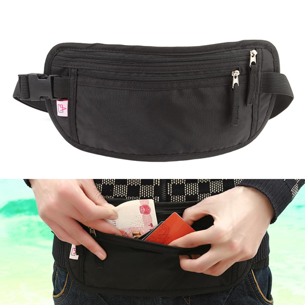 BESPORTBLE 3piezas Riñonera Antirrobo Ultra Ligera para Running y Actividades Al Aire Bolsa De Cintura Gran Capacidad para Viajes y Ejercicio para Llevar Esenciales como Teléfono y Llaves