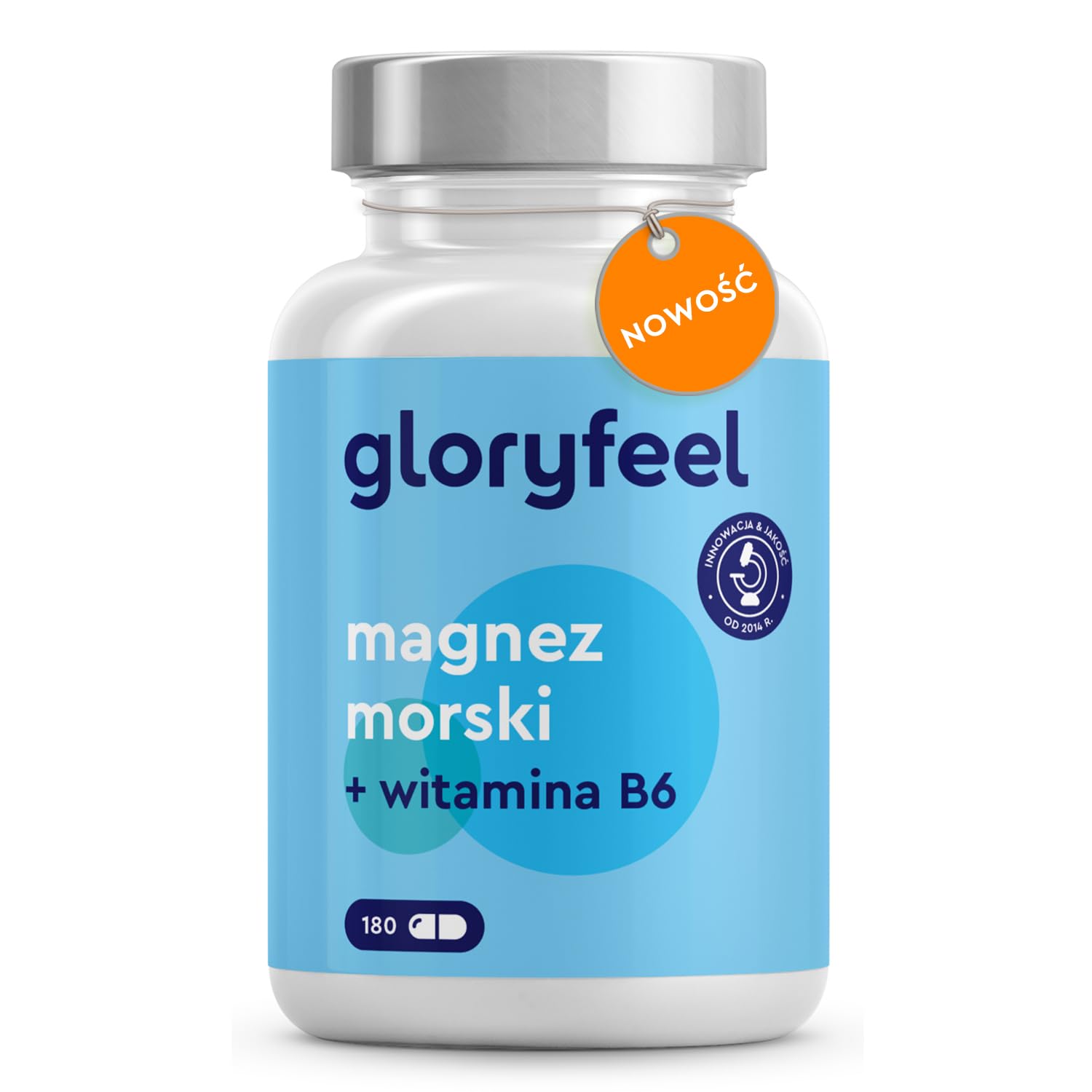 Morski Magnez - Wysokiej jakości czysty i elementarny magnez z soli morskiej - Wykonany z tlenku magnezu - Dodatkowo wzbogacony witaminą B6-100% wegański i starannie przetestowany laboratoryjnie