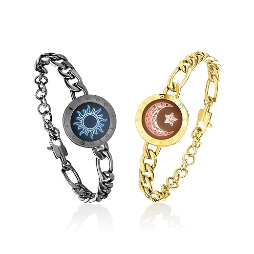 TOTWOO Long Distance Touch Bracelets for Couples, Light up & Vibration for Love - Women's Fashion Smart Jewelry, Romantic Gift for Girlfriend, One-to-One Bluetooth Pairing via App