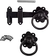 152mm (6 inch) Black Smooth Ring Gate Garden Latch, Durable Finish, Double Sided Installation on Wooden Gates & Garden Sheds, Includes Matching Fixing Screws for Easy Fitting