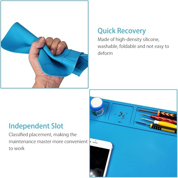 Silicone Soldering mat, 500℃ Heat-Resistant Work Mat, for Phone, Computer, Watch, Electronic Repairs, 30×20cm