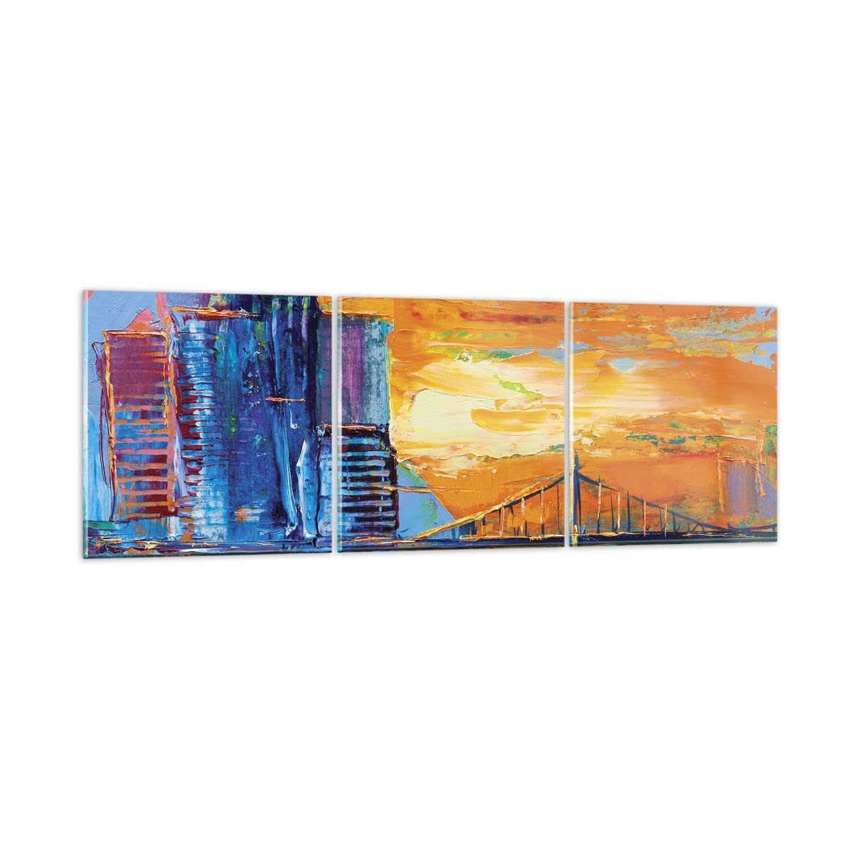Image tableau en verre decoration murale chambre triptyque 3 parties