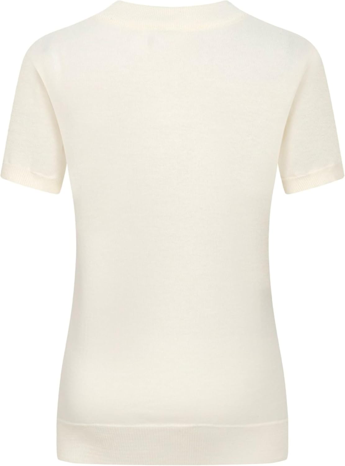 OXKNIT Women's Knitted T-Shirt Short Sleeve, 1960s Mod Style Hand-Drawn Dog Pattern Crewneck Tops White - Image 2