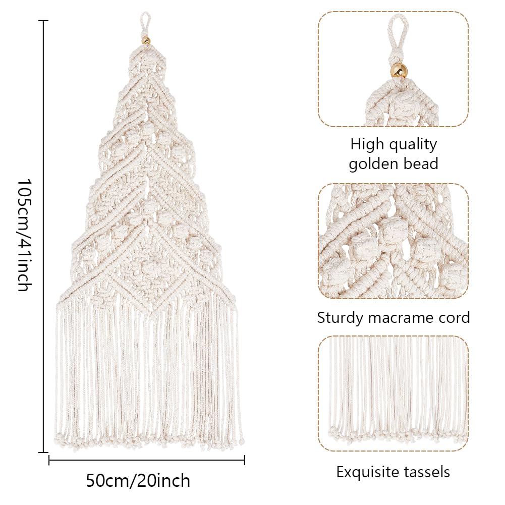 ORIGACH Kit completo de macramé para colgar en la pared del árbol de Navidad, kit completo de macramé tejido hecho a mano para principiantes y adultos con instrucciones paso a paso para el hogar,