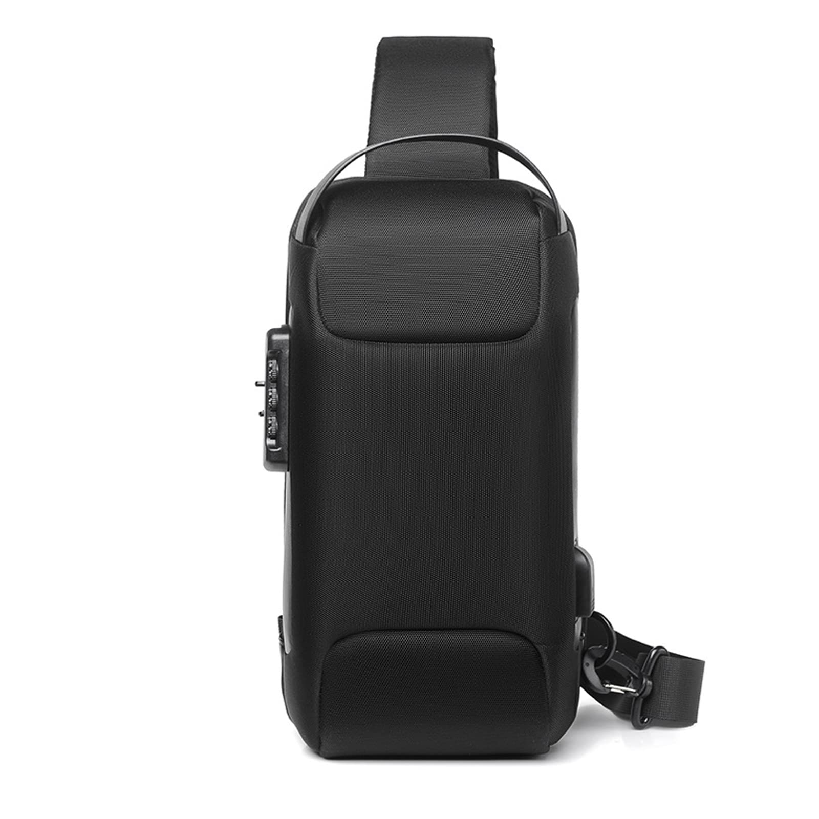 FANDARE Antifurto Zaino Monospalla Uomo Borse piccole a tracolla con USB Business Borsa a Spalla Impermeabile Stile auto sportive per Scuola Outdoor Ciclismo Viaggio Multitasche Piccolo Zaino Nero