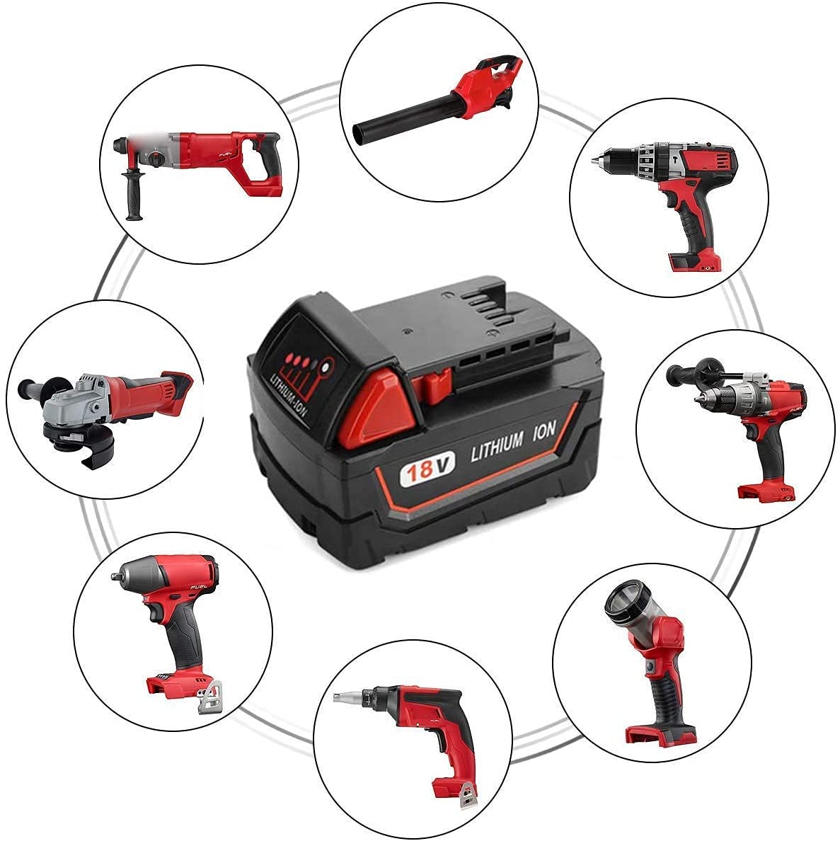 18 V 5,0 Ah M18B5 C18B Li18 akumulator zastępczy z ładowarką do Milwaukee M18, M18BX, M18B4, M18 XC, M18B9, 48-11-1828, 48-11-1840