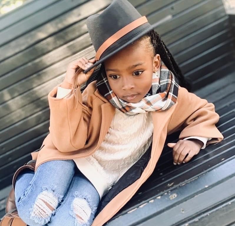 Matching Mommy and Me Hats, Wide Brim Felt Fedora Hats for mom and daughter, Cowgirl Hat for Women and Girls, Fall Winter Accessory, Stylish Flat Brim Boho fashion (Black)3