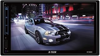 H-Tech Aparelho de som automotivo MP5 2 Din padrão japonês ou chinês Tela de vidro 7" HT-3023 New Espelha c/cabo Android iOS Baixe aplicativo p/comandar funções do Cel na tela