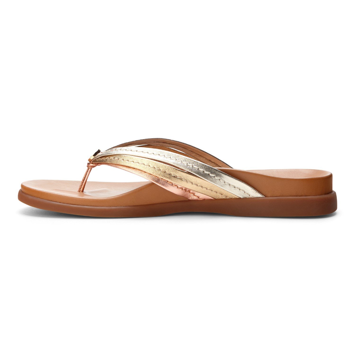 Vionic Women's Palm Catalina Toe-post Sandal - Ladies Flip-flop Concealed Orthotic Support Mixed Metallic 6.5 M US