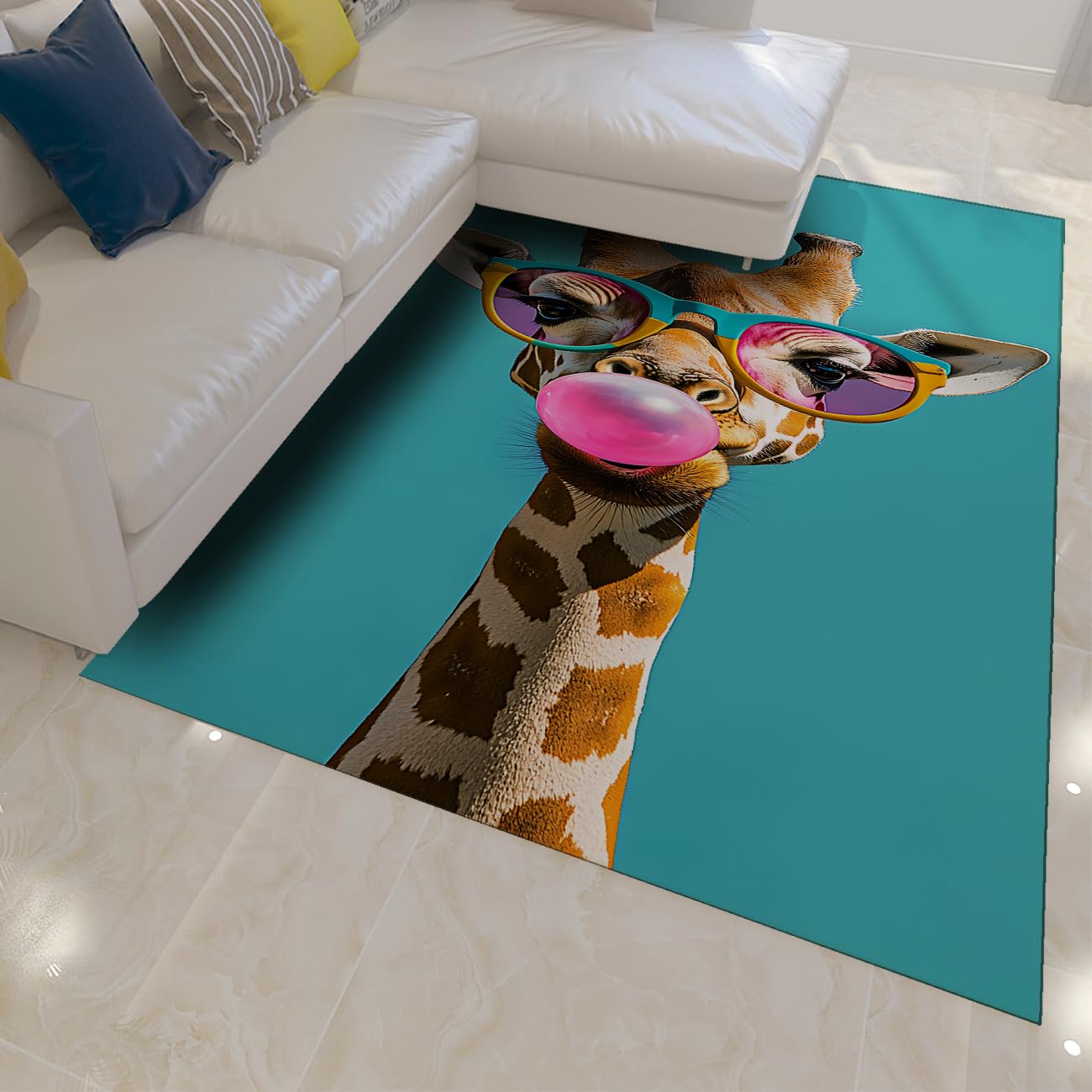 Tapis girafe coloré pour illuminer votre salon ou un coin de lit