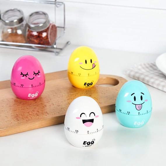 Cute Kitchen Egg Timer For Cooking -60 Minutes Egg Shape Mechanical Rotating Alarm