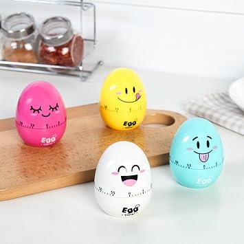 Cute Kitchen Egg Timer For Cooking -60 Minutes Egg Shape Mechanical Rotating Alarm