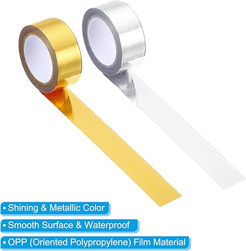 Miniatura 3 de PATIKIL Cinta adhesiva metálica Washi de 0.591 in x 16.4 ft, 4 unidades de papel de arte para espejo, autoadhesivas, para bricolaje, manualidades,