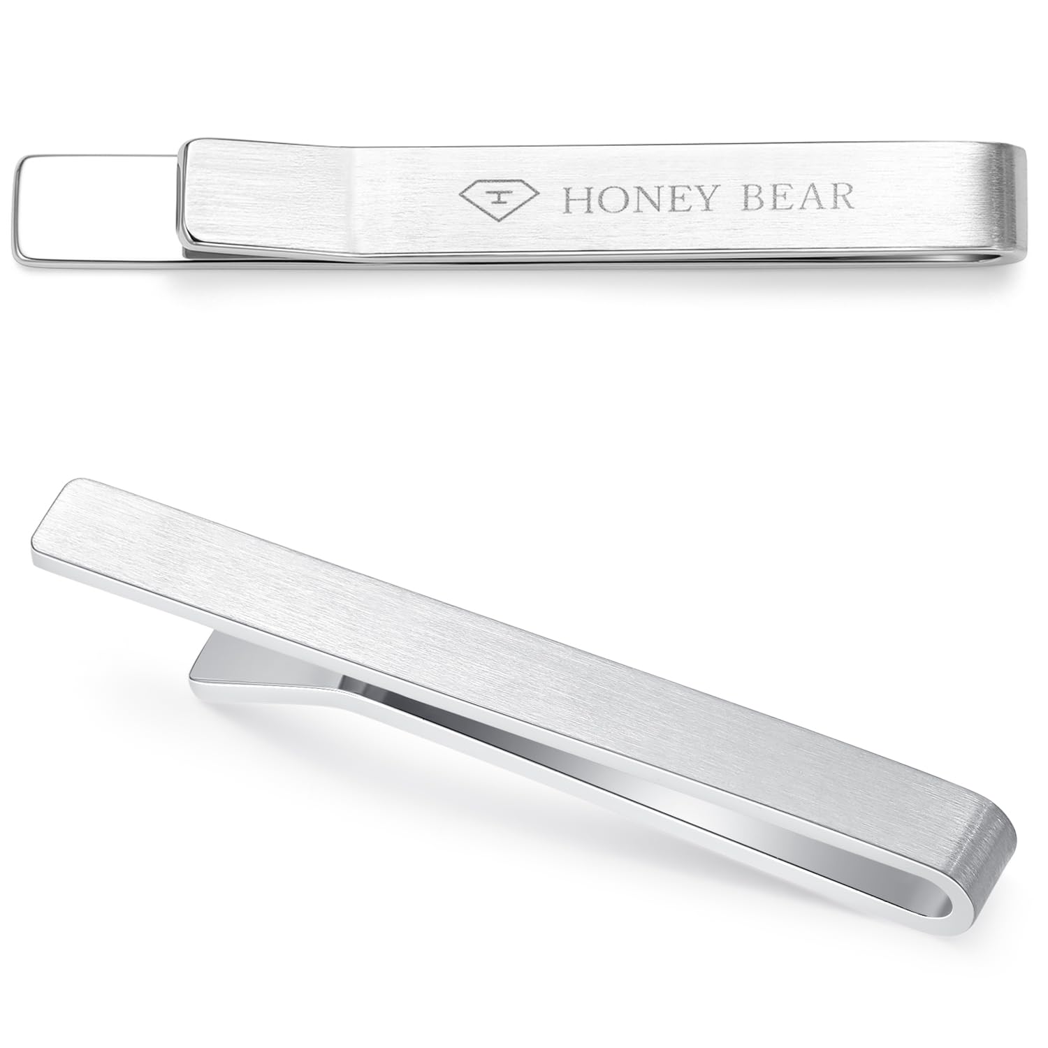 HONEY BEAR Tie Clips for Men 1.57"/1.97"/2.12"/2.36", Thick Thicker Tie Bar Pin for Normal Size Necktie Business Wedding Gift 4/5/5.4/6cm