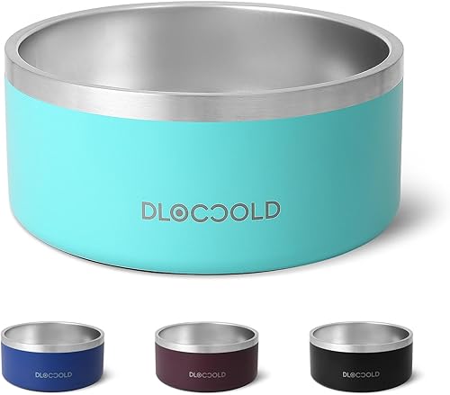 DLOCCOLD Cuenco de alimentación de mascotas antideslizante con aislamiento de doble pared, cuenco de acero inoxidable para perros, cuencos de agua