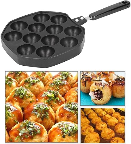 Miniatura 4 de Sartén Takoyaki de aluminio, 12 cavidades, bolas de pulpo, huevos para hornear, herramientas de cocina casera para estufa de gas, estufa de cerámica