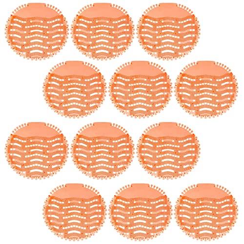 LANIAKEA 12 Pack Urinal Screens Deodorizer, 6.5 Inch Orange Scented Urinal Screens, Anti-Splash & Odor Urinal Cakes