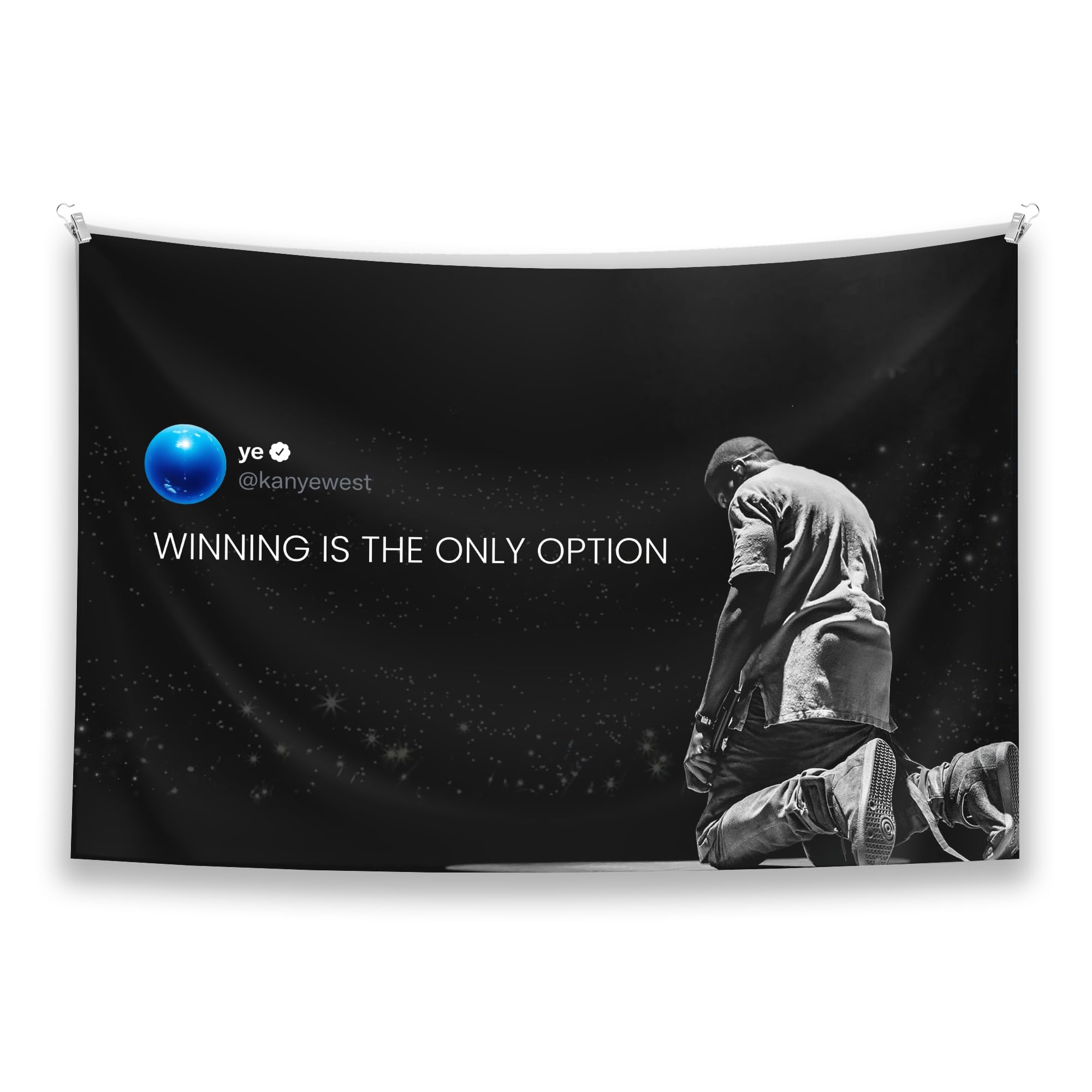 Stylenest Interior Black - Kanye Winning Is The Only Option Rapper Tweet Tapestry 40X60in Flag Banner Wall Decor For Bedroom College Dorm Frat Living Room